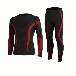New Outdoor Children's Seamless Quick-drying Viscose/Polyester Striped Ski Thermal Underwear Set Winter Men's Women's Cycling