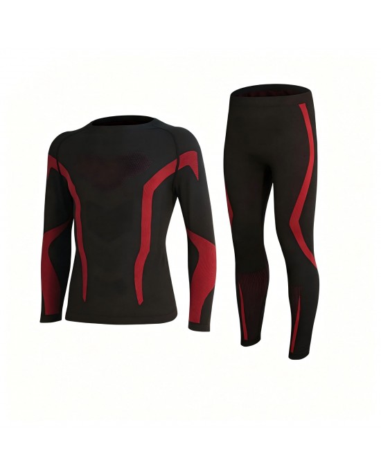 New Outdoor Children's Seamless Quick-drying Viscose/Polyester Striped Ski Thermal Underwear Set Winter Men's Women's Cycling
