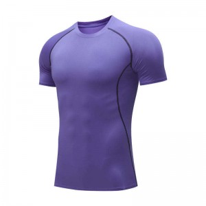 Oem Men's Compression T-shirt Quick-dry Dry Fit Knitted 100% Polyester Formal Slim Fit Short Sleeve Running Gym Sport Tops