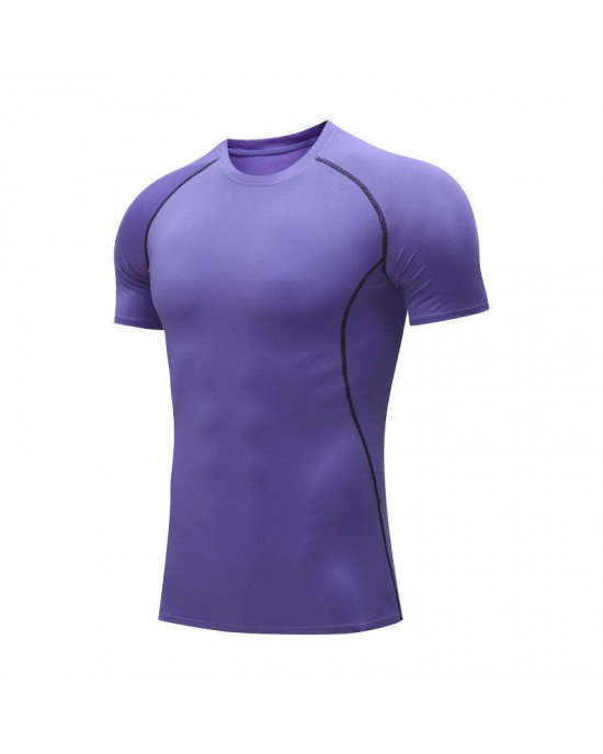 Oem Men's Compression T-shirt Quick-dry Dry Fit Knitted 100% Polyester Formal Slim Fit Short Sleeve Running Gym Sport Tops