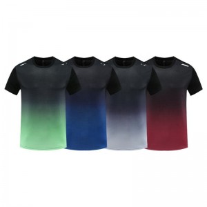 Fashion Casual Gradient Comfortable Breathable Sweat Absorption Short-Sleeved Running Wear