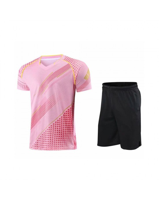 Men's Breathable Short Sleeve Tennis & Badminton Uniform Set for Adults